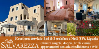 Scopri Villa Salvarezza, albergo per famiglie con servizio bed & breakfast a Noli (SV) in Liguria, disponibili singole, doppie e triple e mini appartamenti, bagno privato, aria condizionata e wifi.